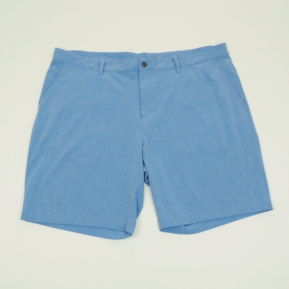 Adidas Golf Crosshatch Shorts Mens 42 Blue Flat Performance Stretch Tech Blend